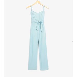 EXPRESS Linen-Blend Culotte Style Denim Jumpsuit